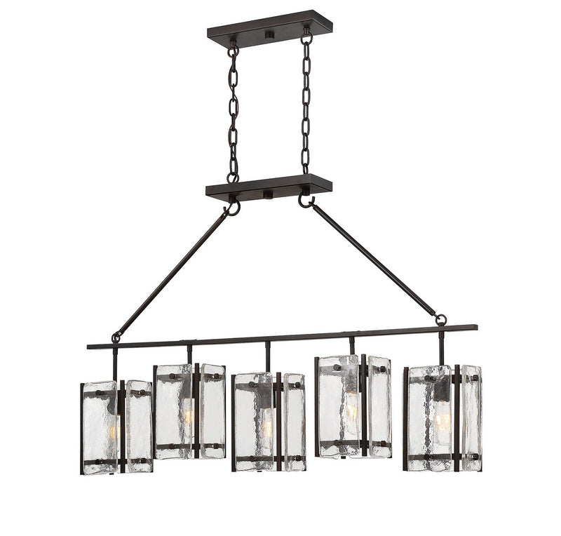 Five Light Linear Chandelier<br /><span style="color:#4AB0CE;">Entrega: 4-10 dias en USA</span><br /><span style="color:#4AB0CE;font-size:60%;">PREGUNTE POR ENTREGA EN PANAMA</span><br />Collection: Glenwood<br />Finish: English Bronze