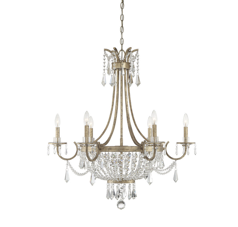 Six Light Chandelier<br /><span style="color:#4AB0CE;">Entrega: 4-10 dias en USA</span><br /><span style="color:#4AB0CE;font-size:60%;">PREGUNTE POR ENTREGA EN PANAMA</span><br />Collection: Claiborne<br />Finish: Avalite