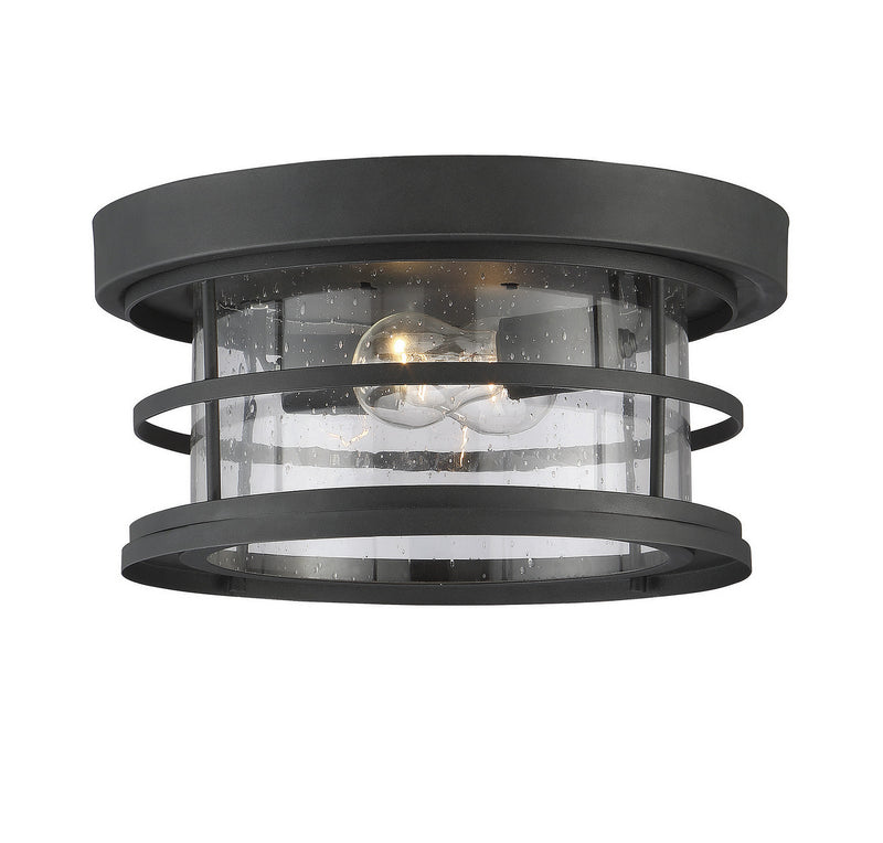 Two Light Flush Mount<br /><span style="color:#4AB0CE;">Entrega: 4-10 dias en USA</span><br /><span style="color:#4AB0CE;font-size:60%;">PREGUNTE POR ENTREGA EN PANAMA</span><br />Collection: Barrett<br />Finish: Black