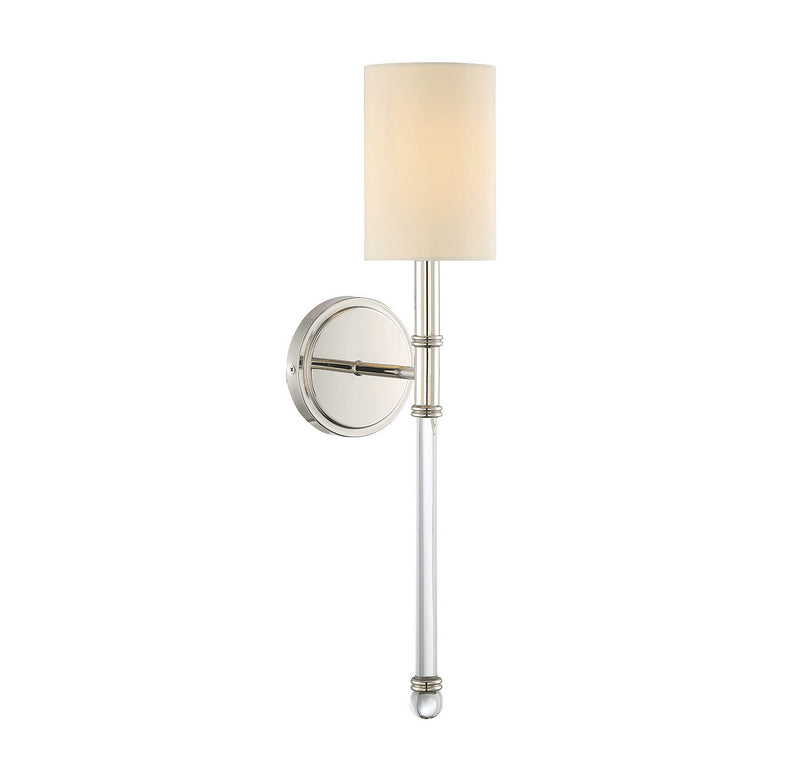 One Light Wall Sconce<br /><span style="color:#4AB0CE;">Entrega: 4-10 dias en USA</span><br /><span style="color:#4AB0CE;font-size:60%;">PREGUNTE POR ENTREGA EN PANAMA</span><br />Collection: Fremont<br />Finish: Polished Nickel