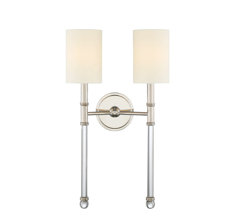 Two Light Wall Sconce<br /><span style="color:#4AB0CE;">Entrega: 4-10 dias en USA</span><br /><span style="color:#4AB0CE;font-size:60%;">PREGUNTE POR ENTREGA EN PANAMA</span><br />Collection: Fremont<br />Finish: Polished Nickel