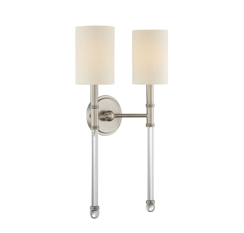 Two Light Wall Sconce<br /><span style="color:#4AB0CE;">Entrega: 4-10 dias en USA</span><br /><span style="color:#4AB0CE;font-size:60%;">PREGUNTE POR ENTREGA EN PANAMA</span><br />Collection: Fremont<br />Finish: Satin Nickel