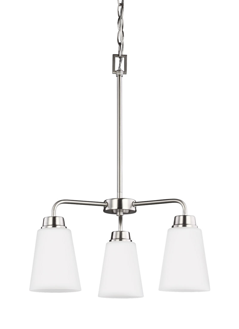Three Light Chandelier<br /><span style="color:#4AB0CE;">Entrega: 4-10 dias en USA</span><br /><span style="color:#4AB0CE;font-size:60%;">PREGUNTE POR ENTREGA EN PANAMA</span><br />Collection: Kerrville<br />Finish: Brushed Nickel