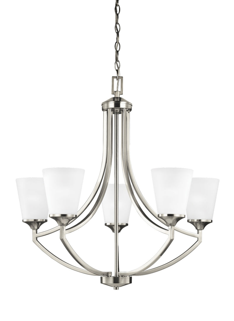 Five Light Chandelier<br /><span style="color:#4AB0CE;">Entrega: 4-10 dias en USA</span><br /><span style="color:#4AB0CE;font-size:60%;">PREGUNTE POR ENTREGA EN PANAMA</span><br />Collection: Hanford<br />Finish: Brushed Nickel