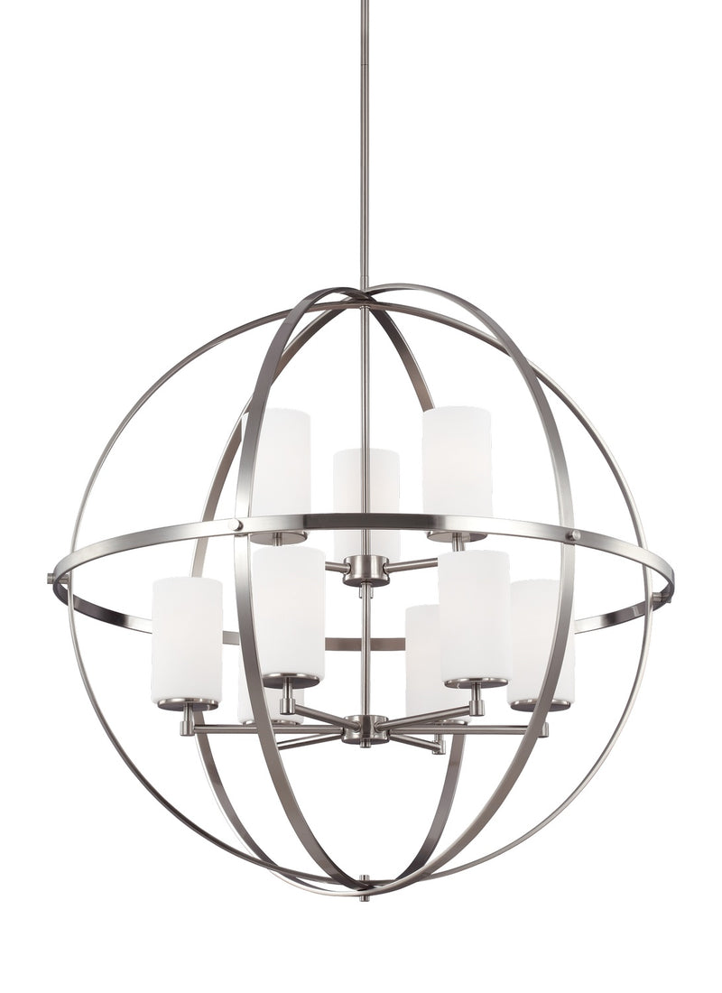 Nine Light Chandelier<br /><span style="color:#4AB0CE;">Entrega: 4-10 dias en USA</span><br /><span style="color:#4AB0CE;font-size:60%;">PREGUNTE POR ENTREGA EN PANAMA</span><br />Collection: Alturas<br />Finish: Brushed Nickel