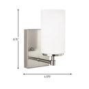 One Light Wall / Bath Sconce<br /><span style="color:#4AB0CE;">Entrega: 4-10 dias en USA</span><br /><span style="color:#4AB0CE;font-size:60%;">PREGUNTE POR ENTREGA EN PANAMA</span><br />Collection: Alturas<br />Finish: Brushed Nickel