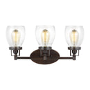 Three Light Wall / Bath<br /><span style="color:#4AB0CE;">Entrega: 4-10 dias en USA</span><br /><span style="color:#4AB0CE;font-size:60%;">PREGUNTE POR ENTREGA EN PANAMA</span><br />Collection: Belton<br />Finish: Bronze