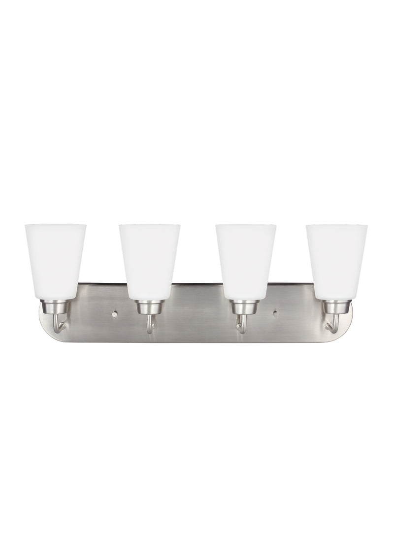Four Light Wall / Bath<br /><span style="color:#4AB0CE;">Entrega: 4-10 dias en USA</span><br /><span style="color:#4AB0CE;font-size:60%;">PREGUNTE POR ENTREGA EN PANAMA</span><br />Collection: Kerrville<br />Finish: Brushed Nickel