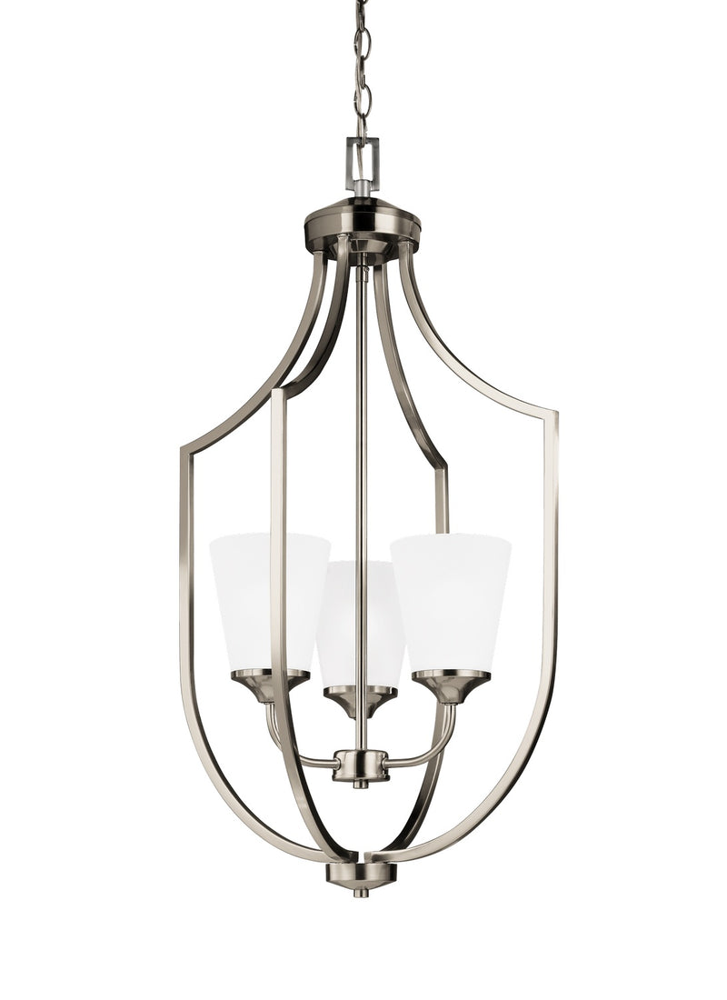 Generation Lighting. - 5224503-962 - Three Light Hall / Foyer Pendant - Hanford - Brushed Nickel