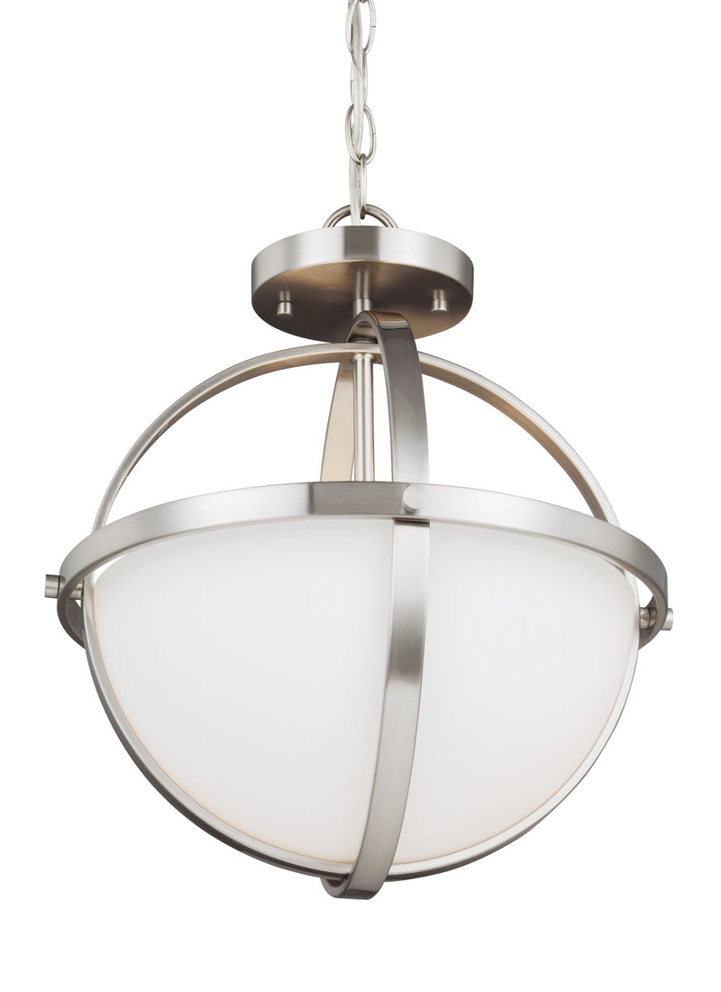 Two Light Semi-Flush Convertible Pendant<br /><span style="color:#4AB0CE;">Entrega: 4-10 dias en USA</span><br /><span style="color:#4AB0CE;font-size:60%;">PREGUNTE POR ENTREGA EN PANAMA</span><br />Collection: Alturas<br />Finish: Brushed Nickel