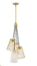 Lámpara de Techo Colgante 4xE27–40W Acabado Dorado.