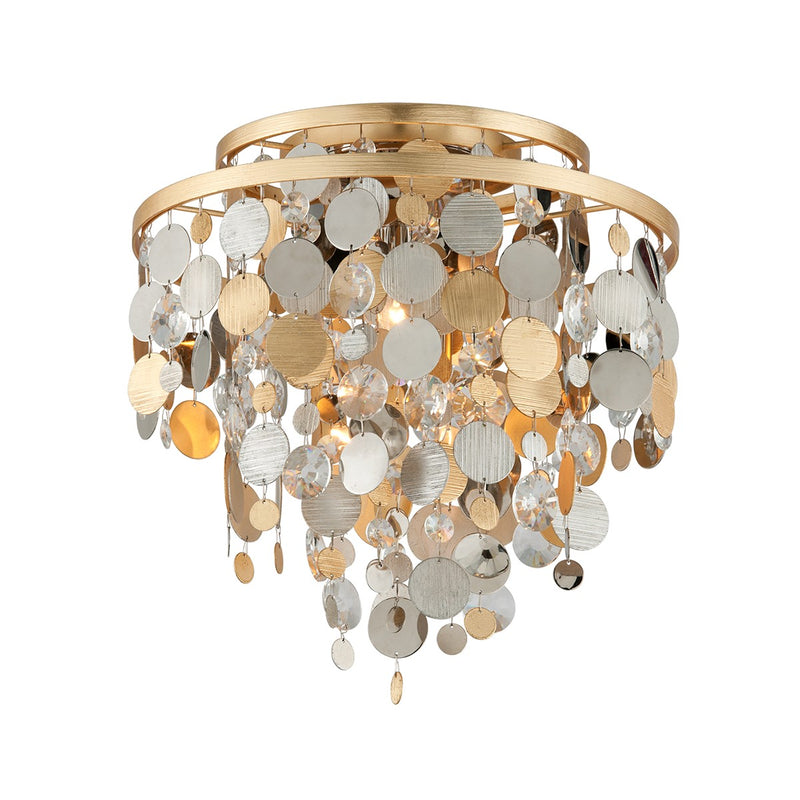 Corbett Lighting - 215-33-SL/GL/SS - Three Light Flush Mount - Ambrosia - Silver & Gold Leaf & Stainless