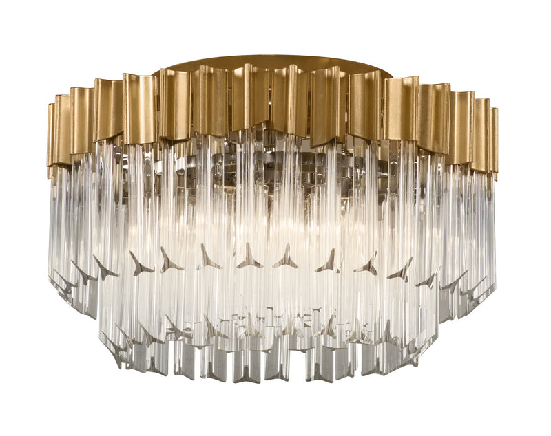 Corbett Lighting - 220-33 - Three Light Semi Flush Mount - Charisma - Gold Leaf W Polished Stainless