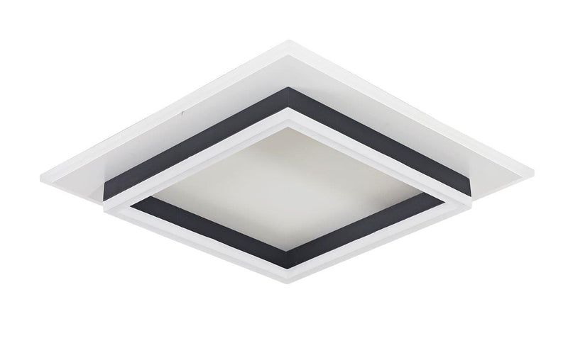 LÁMPARA DE TECHO PLAFON LED 28W, INTERRUPTOR CCT, 30K,40K,65K, 110-240V  /50-60HZ, ACABADO BLANCO + NEGRO + PANTALLA ACRILICA.