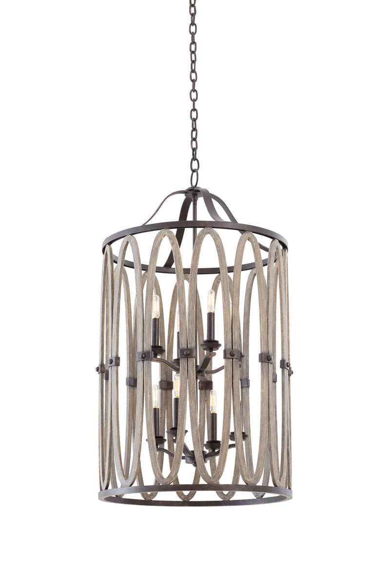 Kalco - 500253FG - Eight Light Foyer Pendant - Belmont - Florence Gold