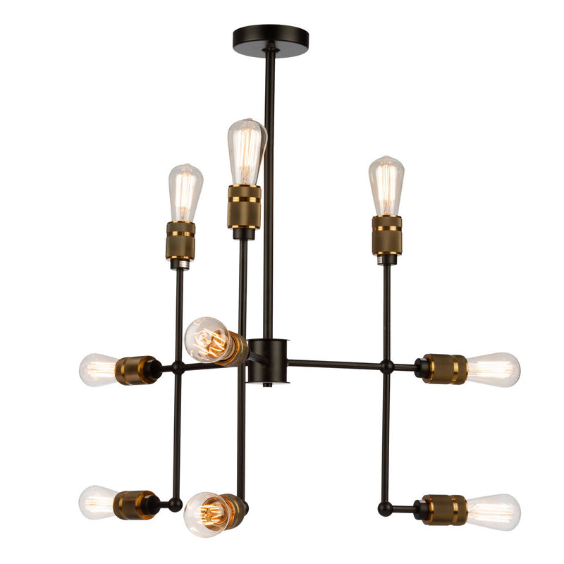 Nine Light Chandelier<br /><span style="color:#4AB0CE;">Entrega: 4-10 dias en USA</span><br /><span style="color:#4AB0CE;font-size:60%;">PREGUNTE POR ENTREGA EN PANAMA</span><br />Collection: Jersey<br />Finish: Vintage Brass