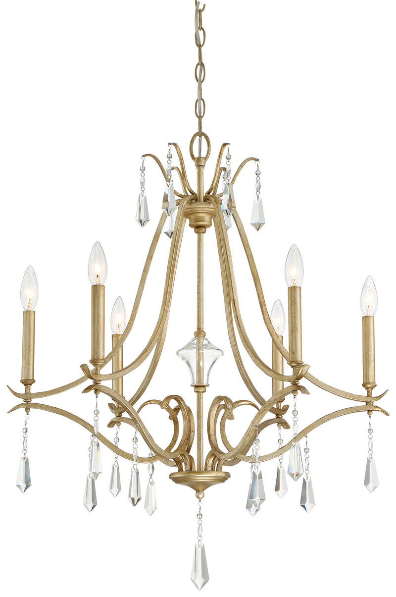 Six Light Chandelier<br /><span style="color:#4AB0CE;">Entrega: 4-10 dias en USA</span><br /><span style="color:#4AB0CE;font-size:60%;">PREGUNTE POR ENTREGA EN PANAMA</span><br />Collection: Laurel Estate<br />Finish: Brio Gold