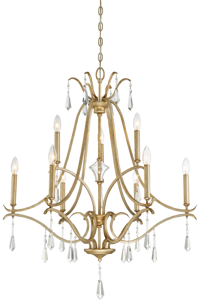 Nine Light Chandelier<br /><span style="color:#4AB0CE;">Entrega: 4-10 dias en USA</span><br /><span style="color:#4AB0CE;font-size:60%;">PREGUNTE POR ENTREGA EN PANAMA</span><br />Collection: Laurel Estate<br />Finish: Brio Gold