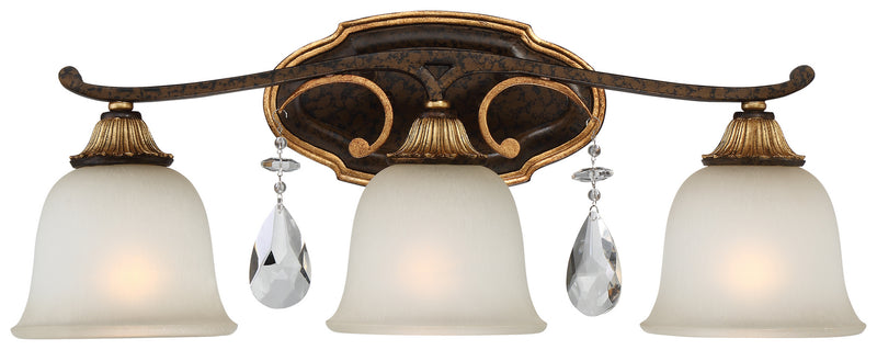 Metropolitan - N1463-652 - Three Light Bath - Chateau Nobles - Raven Bronze W/Sunburst Gold H