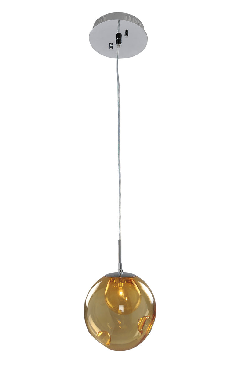 Kalco - 309510CH/AMBER - One Light Mini Pendant - Meteor - Chrome