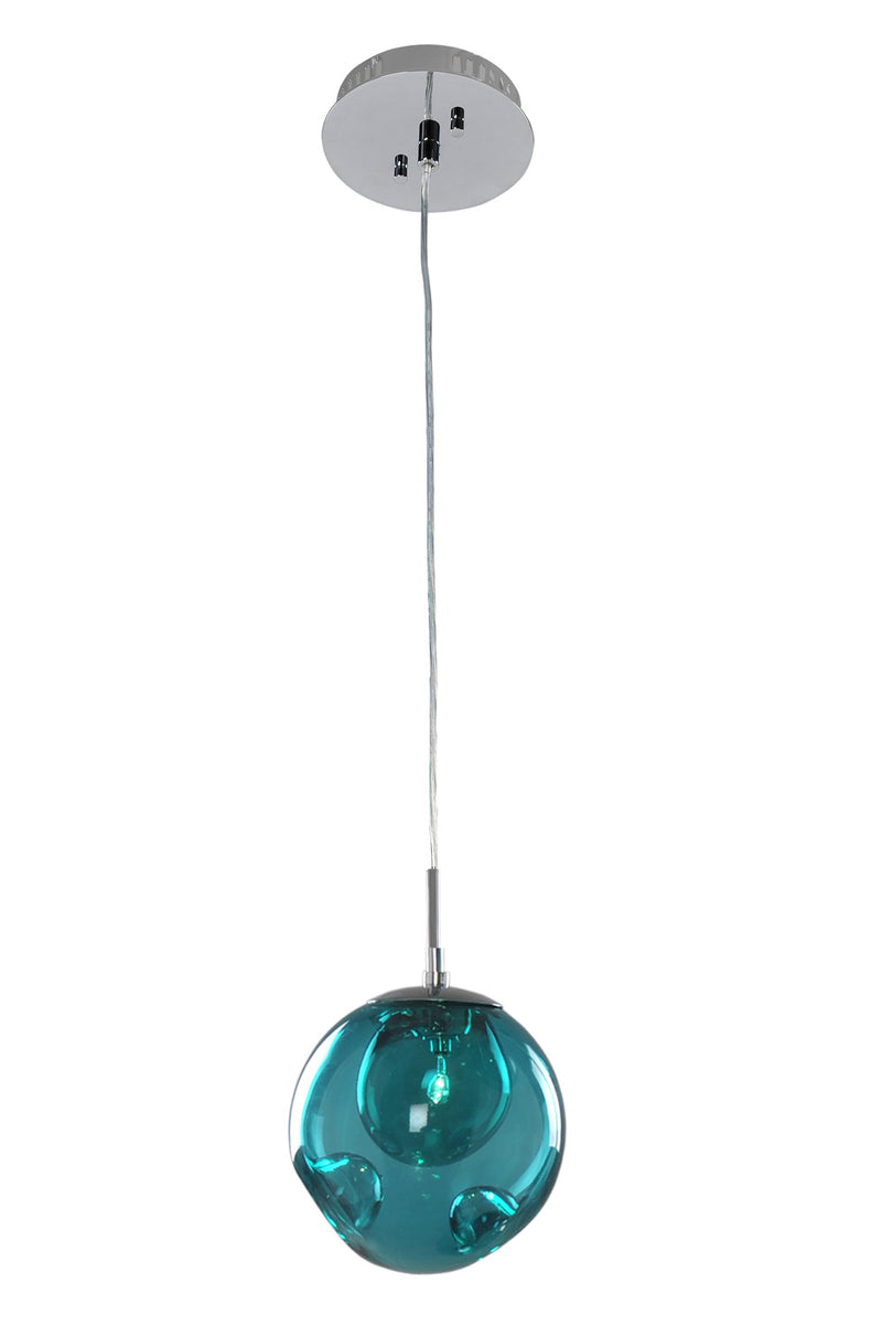 Kalco - 309510CH/AQUA - One Light Mini Pendant - Meteor - Chrome