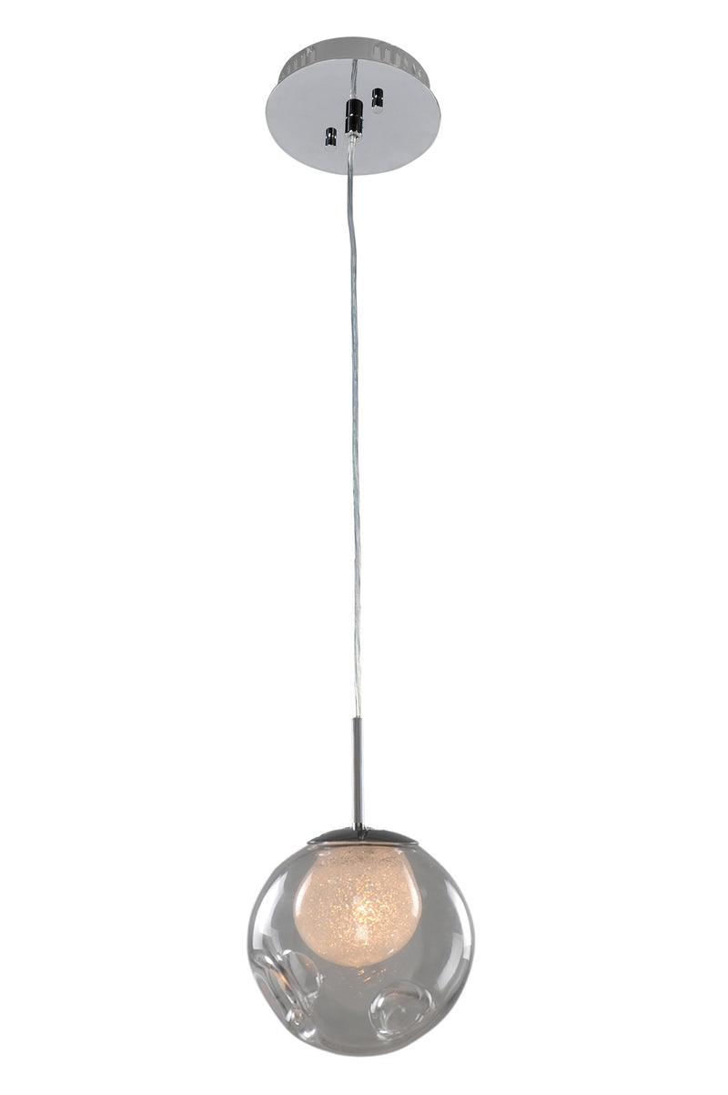 Kalco - 309510CH/CLEAR - One Light Mini Pendant - Meteor - Chrome