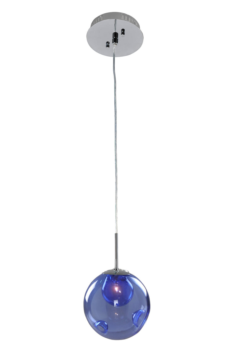 Kalco - 309510CH/SAPPH - One Light Mini Pendant - Meteor - Chrome