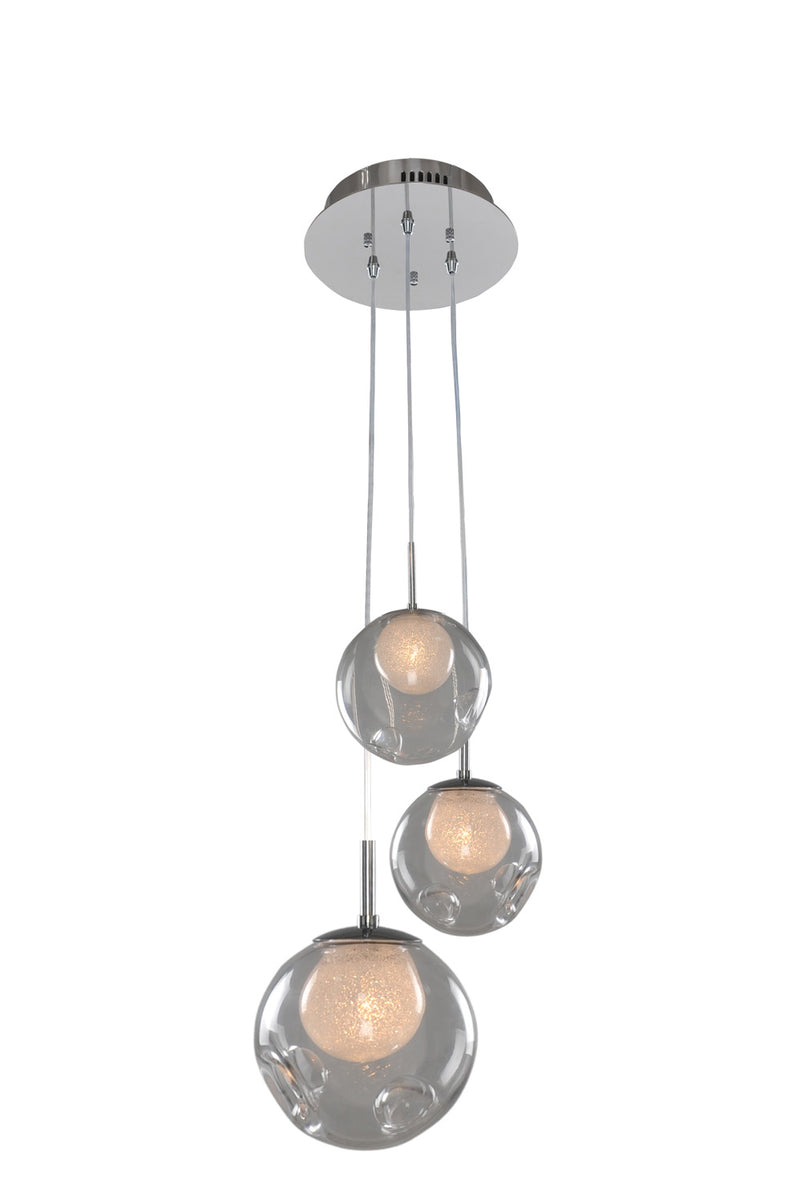 Kalco - 309540CH/CLEAR - Three Light Pendant - Meteor - Chrome