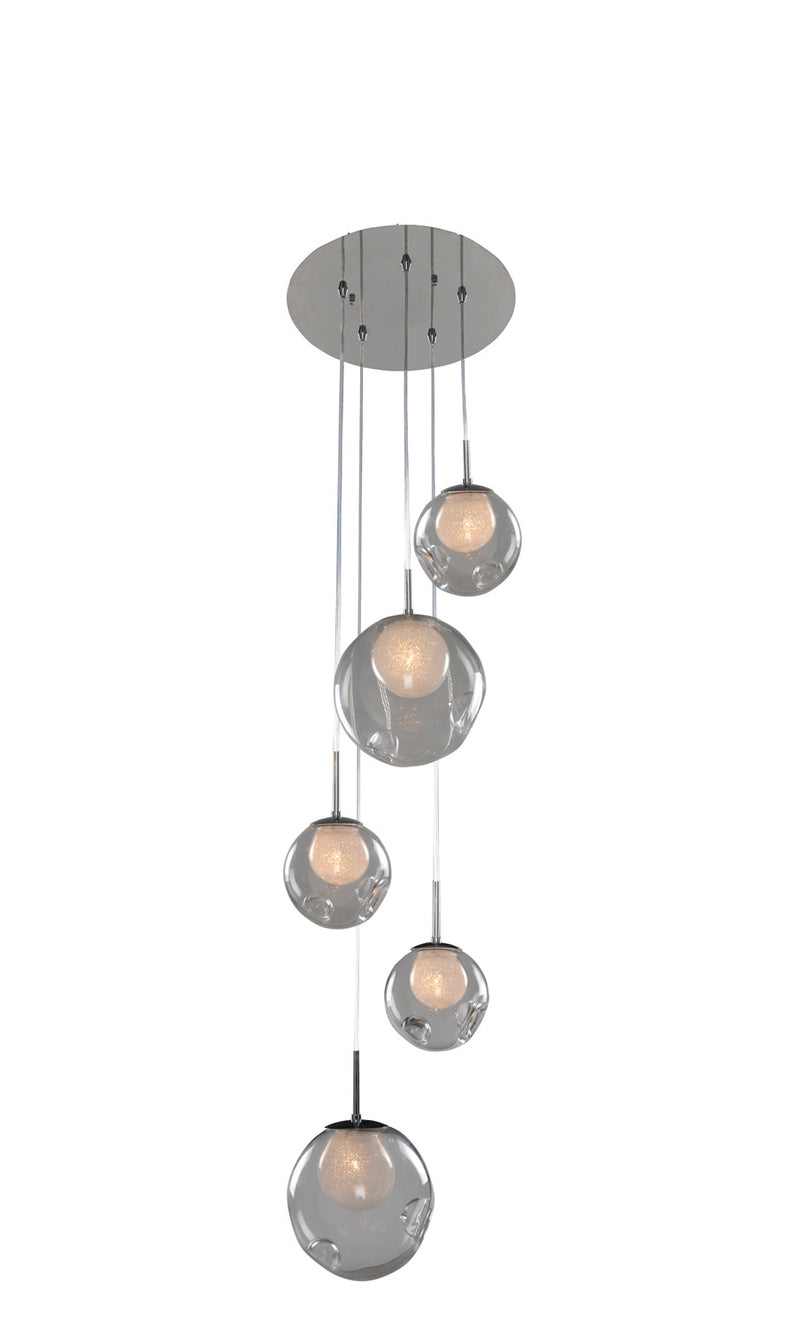 Kalco - 309541CH/CLEAR - Five Light Pendant - Meteor - Chrome