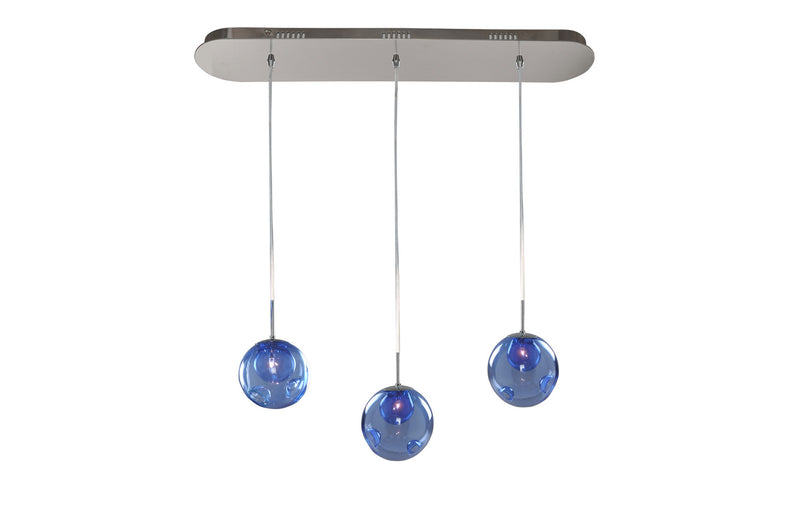 Kalco - 309542CH/SAPPH - Three Light Island Pendant - Meteor - Chrome