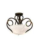 Kalco - 4288AC/FROST - Three Light Semi Flush Mount - Tribecca - Antique Copper