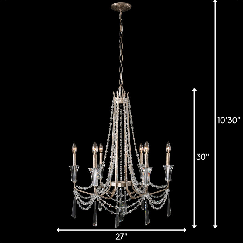 Six Light Chandelier<br /><span style="color:#4AB0CE;">Entrega: 4-10 dias en USA</span><br /><span style="color:#4AB0CE;font-size:60%;">PREGUNTE POR ENTREGA EN PANAMA</span><br />Collection: Barcelona<br />Finish: Transcend Silver