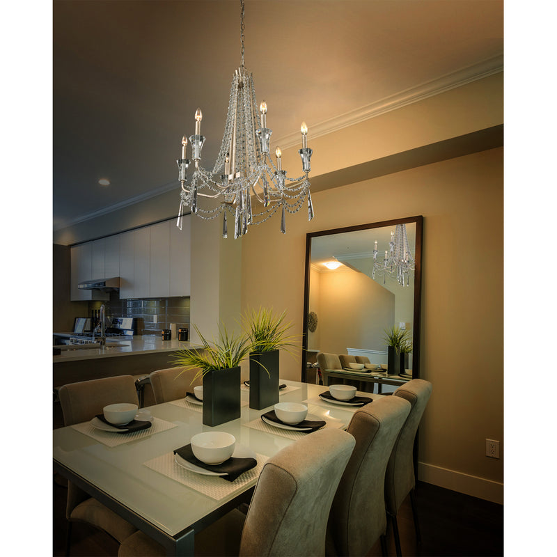 Varaluz - 270C06TR - Six Light Chandelier - Barcelona - Transcend Silver