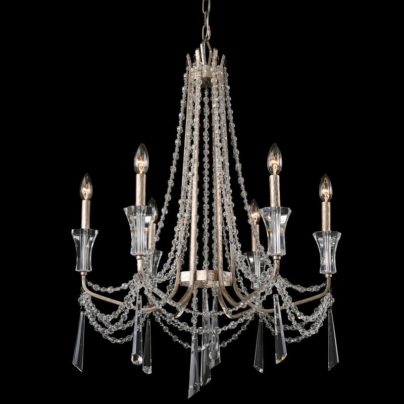 Six Light Chandelier<br /><span style="color:#4AB0CE;">Entrega: 7-8 semanas en USA</span><br /><span style="color:#4AB0CE;font-size:60%;">PREGUNTE POR ENTREGA EN PANAMA</span><br />Collection: Barcelona<br />Finish: Transcend Silver