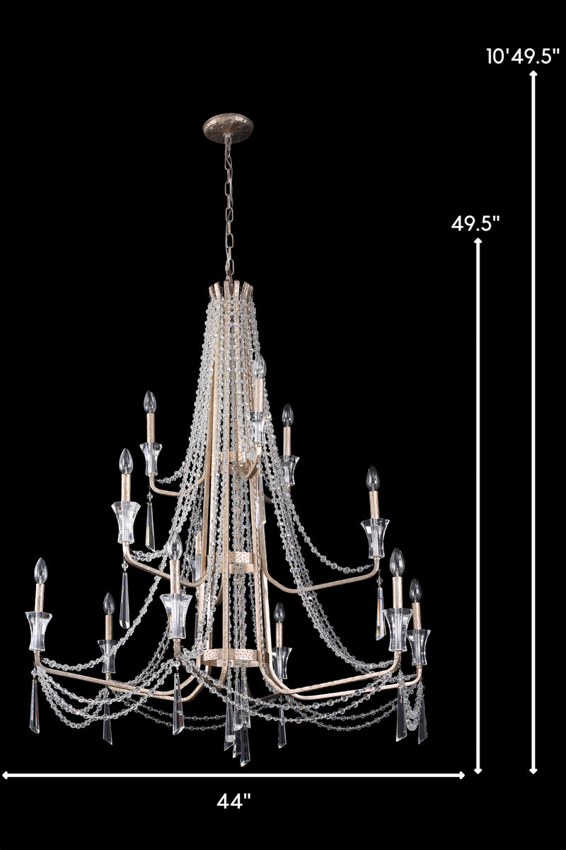 12 Light Chandelier<br /><span style="color:#4AB0CE;">Entrega: 4-10 dias en USA</span><br /><span style="color:#4AB0CE;font-size:60%;">PREGUNTE POR ENTREGA EN PANAMA</span><br />Collection: Barcelona<br />Finish: Transcend Silver