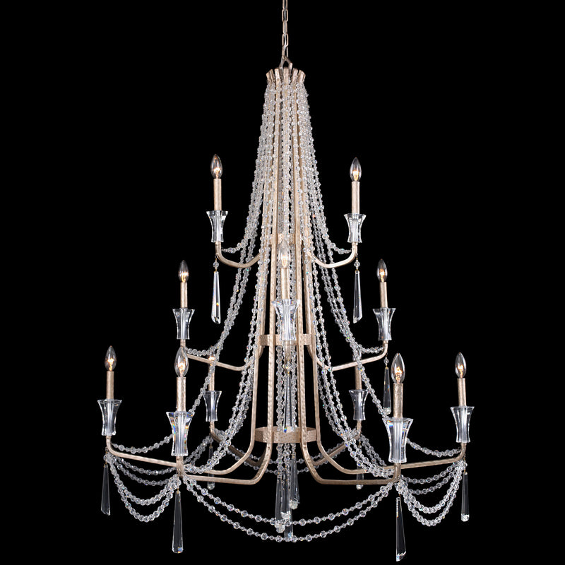 12 Light Chandelier<br /><span style="color:#4AB0CE;">Entrega: 4-10 dias en USA</span><br /><span style="color:#4AB0CE;font-size:60%;">PREGUNTE POR ENTREGA EN PANAMA</span><br />Collection: Barcelona<br />Finish: Transcend Silver