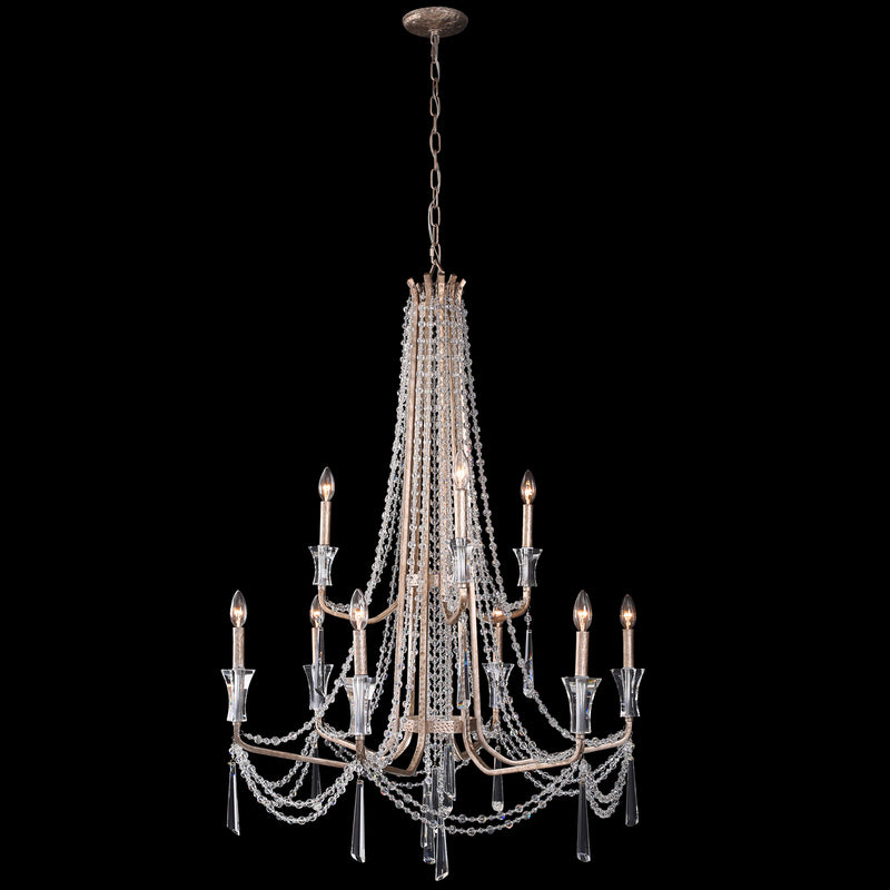 Nine Light Chandelier<br /><span style="color:#4AB0CE;">Entrega: 4-10 dias en USA</span><br /><span style="color:#4AB0CE;font-size:60%;">PREGUNTE POR ENTREGA EN PANAMA</span><br />Collection: Barcelona<br />Finish: Transcend Silver