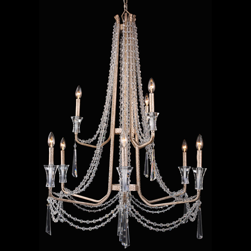 Nine Light Chandelier<br /><span style="color:#4AB0CE;">Entrega: 4-10 dias en USA</span><br /><span style="color:#4AB0CE;font-size:60%;">PREGUNTE POR ENTREGA EN PANAMA</span><br />Collection: Barcelona<br />Finish: Transcend Silver