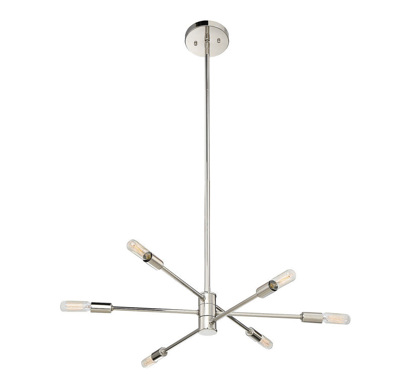 Six Light Chandelier<br /><span style="color:#4AB0CE;">Entrega: 4-10 dias en USA</span><br /><span style="color:#4AB0CE;font-size:60%;">PREGUNTE POR ENTREGA EN PANAMA</span><br />Collection: Lyrique<br />Finish: Polished Nickel