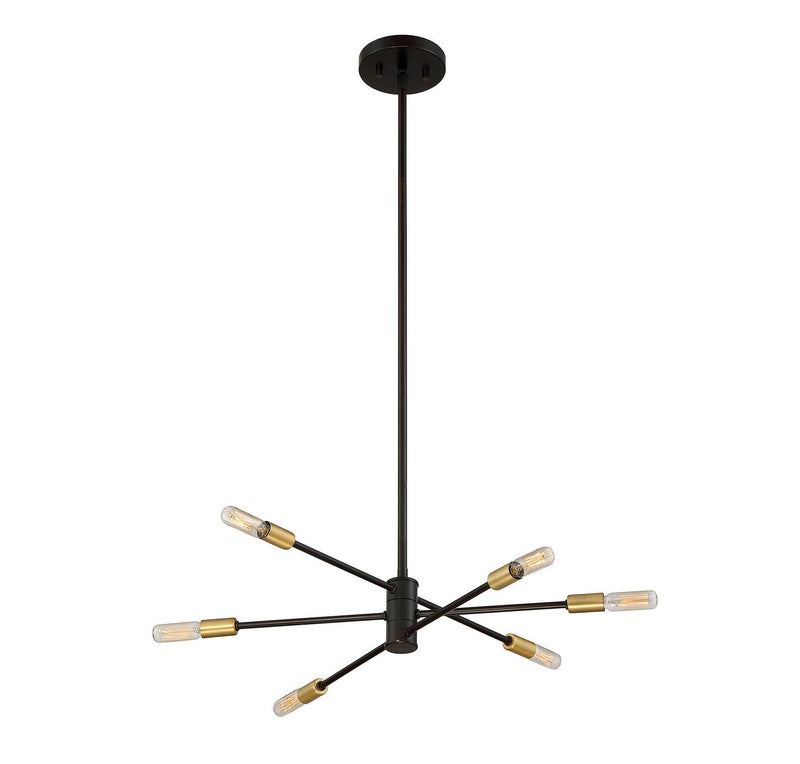 Six Light Chandelier<br /><span style="color:#4AB0CE;">Entrega: 4-10 dias en USA</span><br /><span style="color:#4AB0CE;font-size:60%;">PREGUNTE POR ENTREGA EN PANAMA</span><br />Collection: Lyrique<br />Finish: Bronze with Brass Accents
