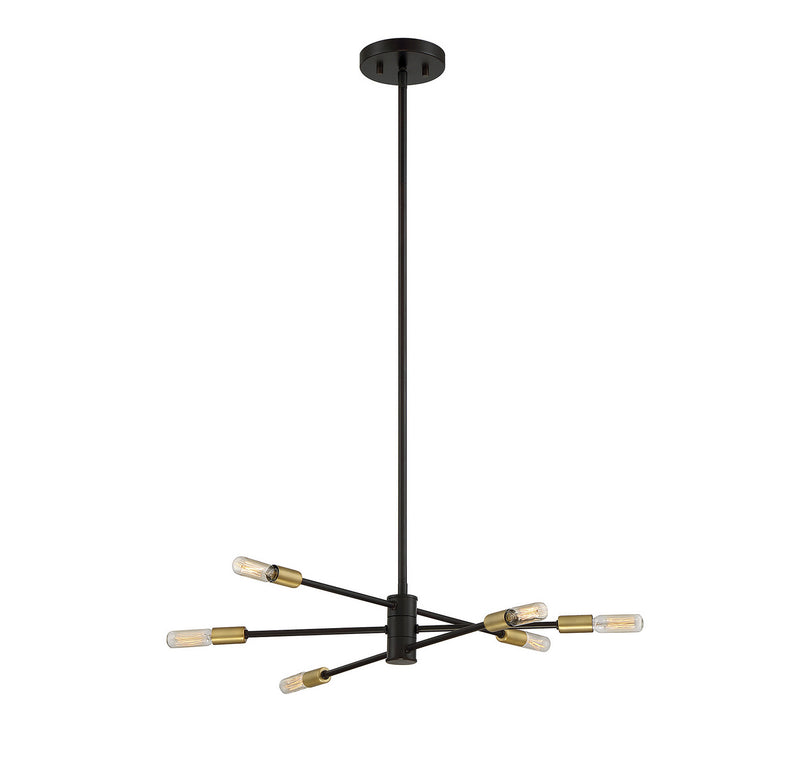 Six Light Chandelier<br /><span style="color:#4AB0CE;">Entrega: 4-10 dias en USA</span><br /><span style="color:#4AB0CE;font-size:60%;">PREGUNTE POR ENTREGA EN PANAMA</span><br />Collection: Lyrique<br />Finish: Bronze with Brass Accents