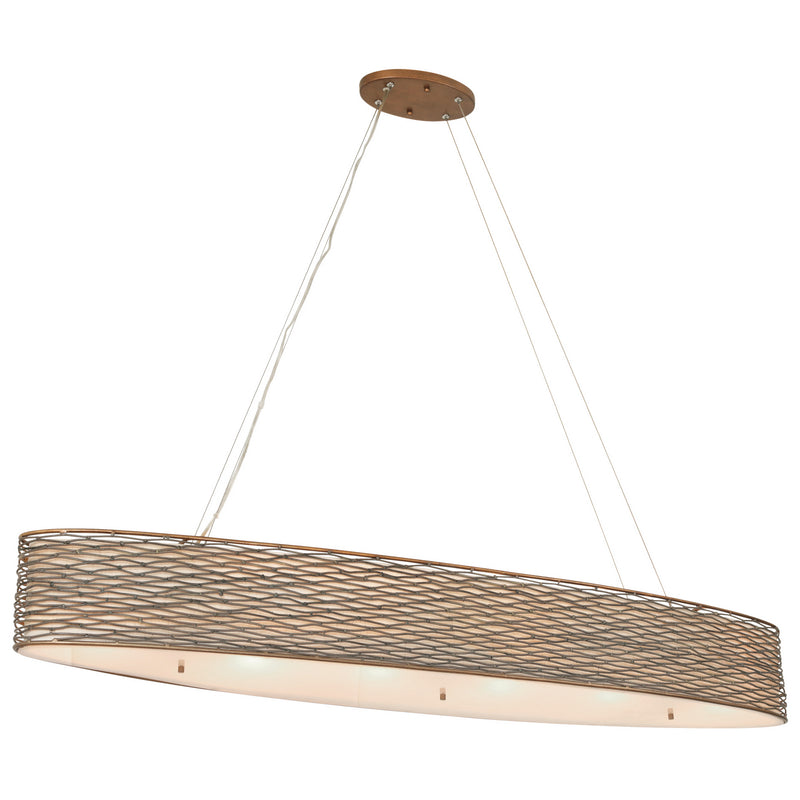 Six Light Linear Pendant<br /><span style="color:#4AB0CE;">Entrega: 4-10 dias en USA</span><br /><span style="color:#4AB0CE;font-size:60%;">PREGUNTE POR ENTREGA EN PANAMA</span><br />Collection: Flow<br />Finish: Hammered Ore
