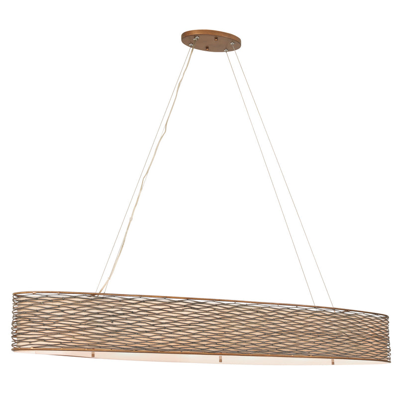 Six Light Linear Pendant<br /><span style="color:#4AB0CE;">Entrega: 4-10 dias en USA</span><br /><span style="color:#4AB0CE;font-size:60%;">PREGUNTE POR ENTREGA EN PANAMA</span><br />Collection: Flow<br />Finish: Hammered Ore