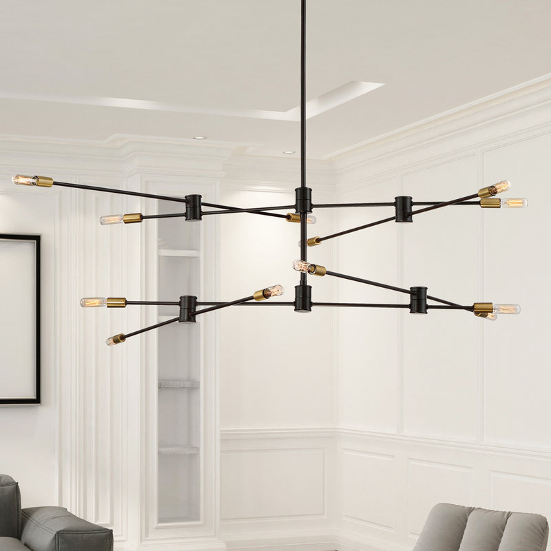 12 Light Chandelier<br /><span style="color:#4AB0CE;">Entrega: 4-10 dias en USA</span><br /><span style="color:#4AB0CE;font-size:60%;">PREGUNTE POR ENTREGA EN PANAMA</span><br />Collection: Lyrique<br />Finish: Bronze with Brass Accents