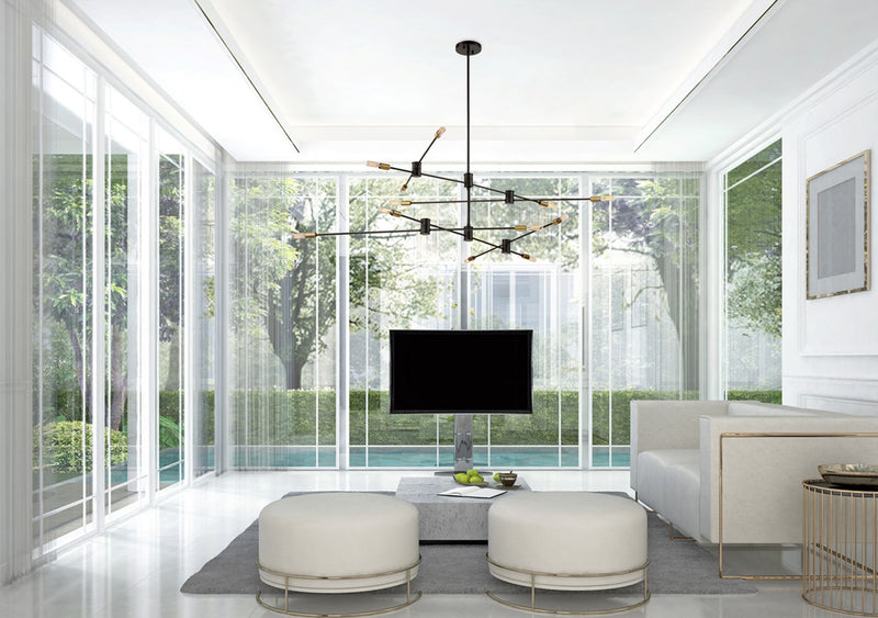 12 Light Chandelier<br /><span style="color:#4AB0CE;">Entrega: 4-10 dias en USA</span><br /><span style="color:#4AB0CE;font-size:60%;">PREGUNTE POR ENTREGA EN PANAMA</span><br />Collection: Lyrique<br />Finish: Bronze with Brass Accents
