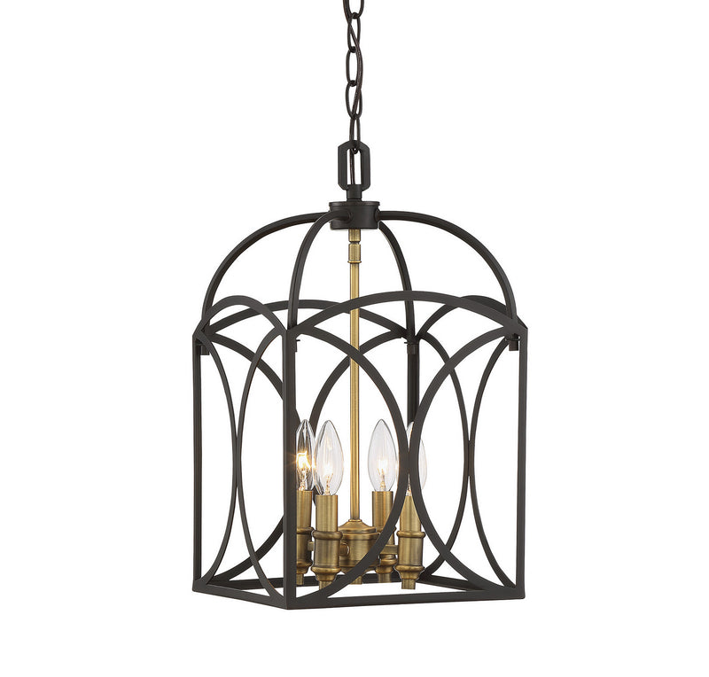 Four Light Foyer Pendant<br /><span style="color:#4AB0CE;">Entrega: 4-10 dias en USA</span><br /><span style="color:#4AB0CE;font-size:60%;">PREGUNTE POR ENTREGA EN PANAMA</span><br />Collection: Talbot<br />Finish: English Bronze and Warm Brass