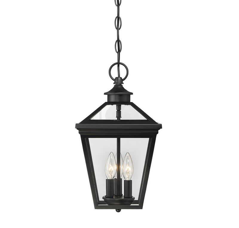 Three Light Hanging Lantern<br /><span style="color:#4AB0CE;">Entrega: 4-10 dias en USA</span><br /><span style="color:#4AB0CE;font-size:60%;">PREGUNTE POR ENTREGA EN PANAMA</span><br />Collection: Ellijay<br />Finish: Black