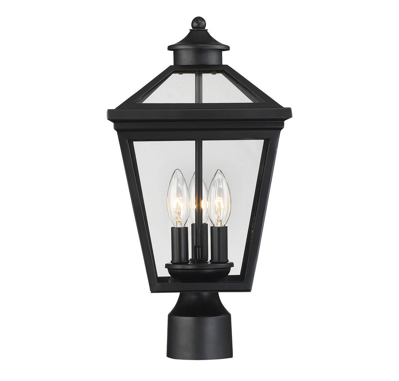 Three Light Post Lantern<br /><span style="color:#4AB0CE;">Entrega: 4-10 dias en USA</span><br /><span style="color:#4AB0CE;font-size:60%;">PREGUNTE POR ENTREGA EN PANAMA</span><br />Collection: Ellijay<br />Finish: Black