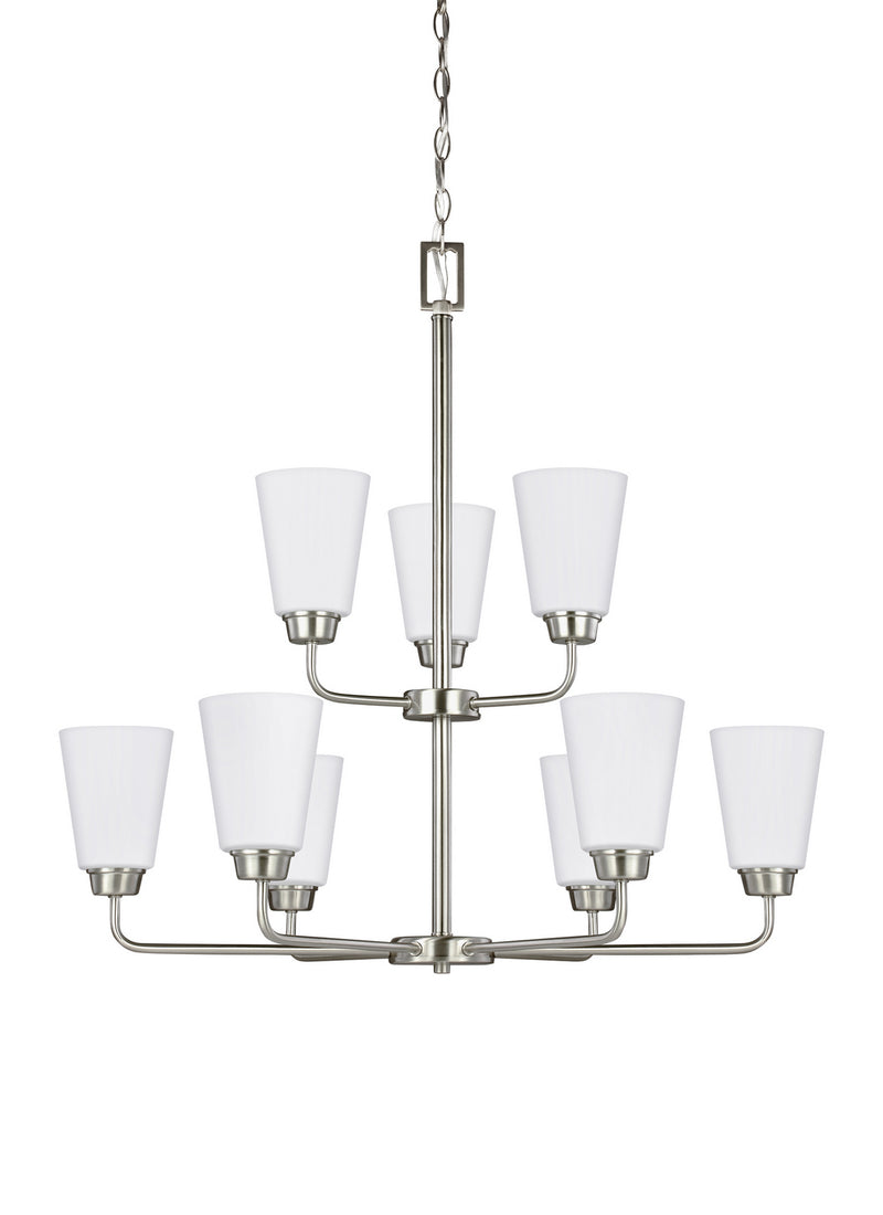 Nine Light Chandelier<br /><span style="color:#4AB0CE;">Entrega: 4-10 dias en USA</span><br /><span style="color:#4AB0CE;font-size:60%;">PREGUNTE POR ENTREGA EN PANAMA</span><br />Collection: Kerrville<br />Finish: Brushed Nickel