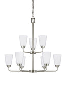Nine Light Chandelier<br /><span style="color:#4AB0CE;">Entrega: 4-10 dias en USA</span><br /><span style="color:#4AB0CE;font-size:60%;">PREGUNTE POR ENTREGA EN PANAMA</span><br />Collection: Kerrville<br />Finish: Brushed Nickel